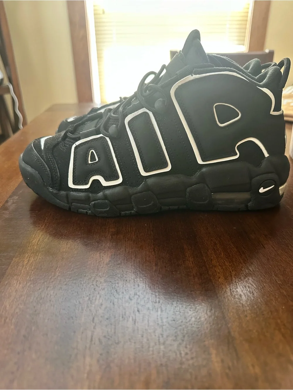 Nike Kids Black and White AIR More Uptempo Sneakers